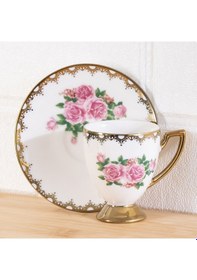 Resim Porsima 3188 Rosemary 12 Parça Yaldızlı Porselen Türk Kahve Fincan Takımı Çok Renkli 