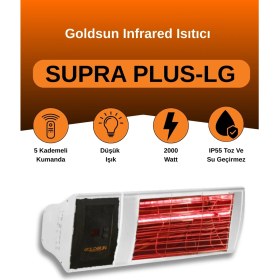 Resim Supra Plus 2000 Watt GSS20PLG Düşük Işık Kumandalı Suya Dayanıklı Elektrikli Infrared Isıtıcı-Beyaz 