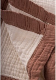 Resim Cigit Kalın Biyeli Çift Kat Ham Battaniye 85x90 Cm Kahverengi Krem 