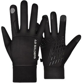 Resim Symbee Erkek Kışlık Polar Motosiklet Eldiveni, Yağmura Karşı Koruma, Dokunmatik Ekran, Rüzgara Dayanıklı, Siyah Xl 