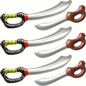 Resim 6 Adet Şişirilebilir Kılıç Oyuncakları, 3 Adet Korsan Kılıçları + 3 Adet Kahve Kafatası Başlı Kılıçlar, Çocuk Parti Hediyeleri, Rol Yapma Parti Malzemeleri 