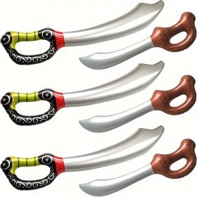 Resim 6 Adet Şişirilebilir Kılıç Oyuncakları, 3 Adet Korsan Kılıçları + 3 Adet Kahve Kafatası Başlı Kılıçlar, Çocuk Parti Hediyeleri, Rol Yapma Parti Malzemeleri 