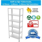 Resim Raf Burada 6 Katlı Galvaniz Çelik Raf - Depo, Arşiv, Kiler, Dosya, Market Rafı-43x75x200 cm- 0.70 mm 