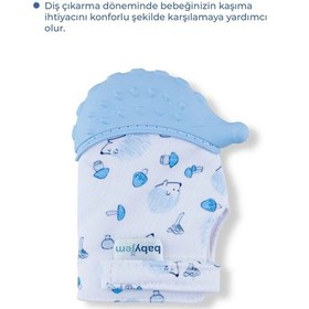 Resim Babyjem Bebek Diş Kaşıyıcı Eldiveni Kirpi Mavi 