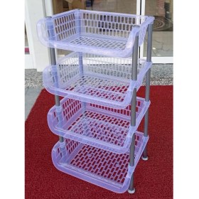 Resim abnturk 4 Katlı Şeffaf Sebzelik Meyvalık Çok Amaçlı Demonte Banyo Rafı Kolay Sökülüp Takılır 48X34 H:80CM 