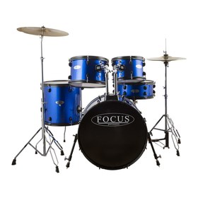 Resim Focus FCP0803-BL - 5 Parça (20B/10T/12T/14F/14S) Aksamlı & Zilli Mavi Akustik Davul Seti 