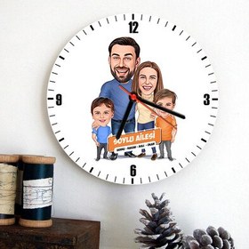 Resim 2 Erkek Çocuklu Aile Temalı Karikatürlü Duvar Saati 