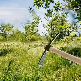 Resim Bahçede Ot Ayıklama, Kazma ve Bitki Dikimi İçin Ahşap Saplı Bahçe Çapası - Dayanıklı El Çapası 