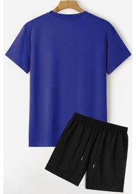 Resim Uyguntarz Unisex Şort T-shirt Eşofman Takımı Mavi 