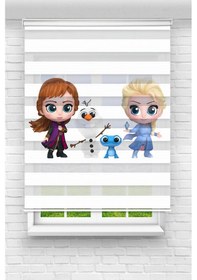 Resim Perdecizade Enxboy Sevimli Elsa Anna Dijital Baskılı Zebra Perde-cocuk Odası-stor Perde Pz-2534 Renkli 