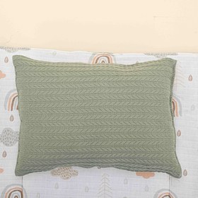 Resim Alt Açma Matı ve Yastık - Çift Taraflı - Koyu Yeşil Örgü - Yeşil Gökkuşağı 