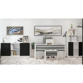 Resim Givayo Mobilya Orion Ofis Sehpa Siyah Beyaz 