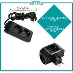 Resim Viko 2'li Siyah Grup Priz + Siyah Yonca Plus Golyat 