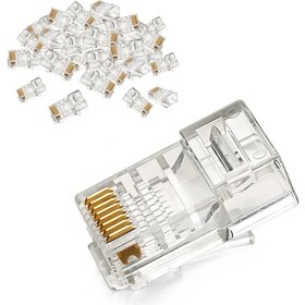 Resim Boblov RJ45 Cat 5 Konnektör 100 Adet 8P8C Ethernet Jakı RJ45 CAT5E Cat5 Konnektör Ethernet Kablo Sıkma Uç RJ45 Fiş 