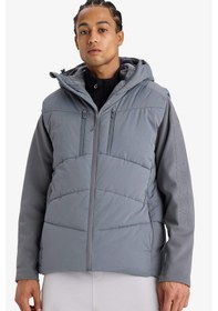 Resim Defacto Defactofit Su İtici Regular Fit Kapüşonlu Fermuarlı Su Geçirmez Mont C6053ax25wngr311 Gri 