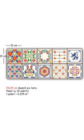 Resim Tink Kendinden Yapışkanlı Oyun Desenli Pvc Karo 15 x 15 cm 10'lu Paket 