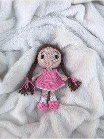 Resim elara knits hand made Amigurumi Pembe Fındık Kız Bebek 