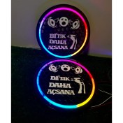 Resim Özel Tasarım Bi Tık Daha Açsana Yazılı 20CM Midrange Hoparlör Kapağı Pixel Kayar Ledli 1takım 2 Adet 