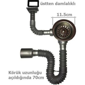 Resim Çöpmak Kapalı Taşmalı Körüklü Evye Sifonu 50 mm 