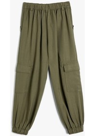 Resim Koton Jogger Kargo Cepli Pantolon Düğmeli Bol Kalıp Haki 4skg40112aw Haki 