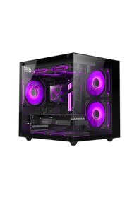 Resim Xaser Siyah Cube 5x Argb Fan Tuş Kontrol 650w 80+ Akvaryum Kasa 