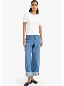 Resim Defacto Slim Fit Dar Kesim Bisiklet Yaka Basic Düz Fitilli Kaşkorse Kısa Kollu Tişört C0097ax25auer105 Ekru 