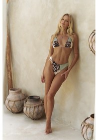 Resim Mai Collection Mai Studios Co. Adira Yan Bağlama Çift Desen Yeşil Bikini Altı Yeşil 