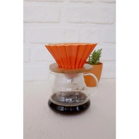 Resim Epinox V60 Ahşap Standlı Dripper - Turuncu 