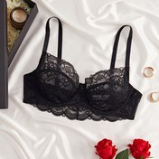 Resim Kadınlar için Şık Siyah Dantel Push-Up Sütyen - Seksi, Nefes Alabilir, Kılçık Kenarlı ve Çiçek Desenli, Rahat Naylon/Elastan Karışımı, Elde Yıkanabilir 