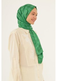 Resim Mirsoy Scarf Kazayağı Desen Parlak Jakar Şal - Benetton Yeşili Benetton Yeşili 