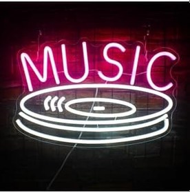 Resim Müzik - Plak Neon Tabela Neon Yazı Dekoratif Aydınlatma, plakneon 