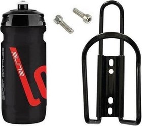 Resim Siyah Loli 600ML Matara ve Alüminyum Matara Kafesi Seti + Montaj Vidası 