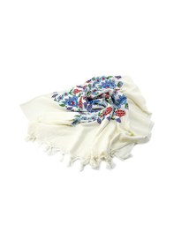 Resim Kırmızı Lale Çini Baskılı Pamuk Bambu Peştemal 