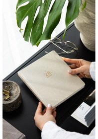 Resim 2026 Dikey Haftalık Ajanda 12 Aylık Kir Ve Suya Dayanıklı Premium Keten Kapaklı 18x20 Cm - Bej Bej 