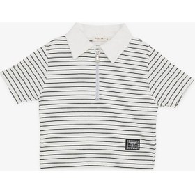 Resim Breeze Kız Çocuk Crop Tişört Fermuarlı Çizgili 9-14 Yaş, Ekru-ekru Ekru 