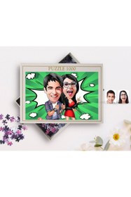 Resim Bk Gift Kişiye Özel Sevgililer Karikatürlü 1000 Parça Profesyonel Puzzle-1 