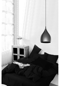 Resim Doğal Pamuk Çift Kişilik Nevresim Takımı Sheet Siyah 