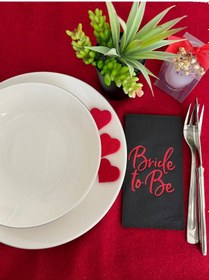 Resim Kırmızı Yaldızlı Siyah Bride To Be Peçete 16 Lı 