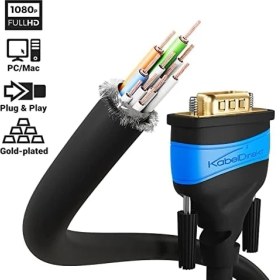 Resim Grains Global - 10M - VGA Kablosu (15 Kutuplu, Full HD/1080P, 3D Özellikli, VGA Fişi-Vga Fişi, Bilgisayarları Monitörlere/crt Monitörlere/televizyonlara, Altın Kaplama Kontaklar, Siyah) 