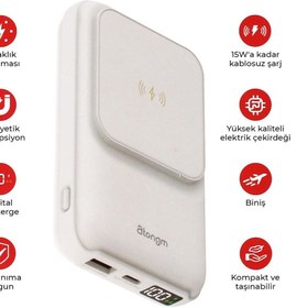 Resim Atongm Magsafe Powerbank - 10.000 mAh 20W - Type-C/lighting Kablolu ve Kablosuz Taşınabilir Şarj Cihazı 