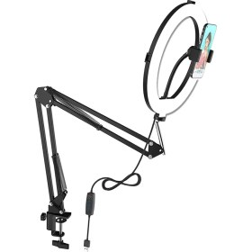 Resim The Wlue Metal Flexible Masaüstü Sıkıştırmalı Ring Light Selfie Çalışma Işığı 