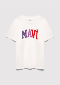 Resim Mavi - Mavi Logo Baskılı Ekru Tişört 7610425-70057 Ekru 