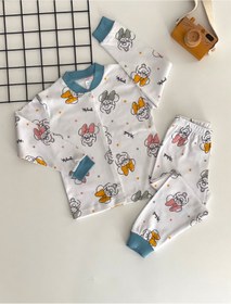 Resim DERİNBEBE Neşeli Bebekler Minie Desen Önden Çıtçıtlı Penye Pijama Takımı 