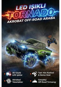 Resim Tornado Uzaktan Kumandalı Işıklı Drift Arabası 4x4 Akrobat Off-road Jeep 2.4ghz Şarjlı Araba Çok Renkli 