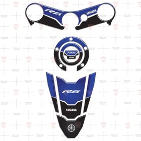 Resim Redline Grafik Yamaha Yzf R6 Yzf600 2006 - 2016 Special Mavi Siyah Tank Pad Depo Kapak Gidon Pad Set 