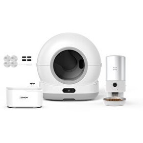 Resim Xenon Smart Akıllı Kamerasız Kedi Tuvaleti Çelik Kaseli 5 LT Mama Kabı Işıklı Su Pınarı ve Filtre 4'lü Pet Seti 