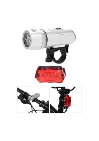 Resim Ön-arka Set Bisiklet Feneri Pilli 500 Lümen 3 Mod Flaşörlü Bisiklet Farı Led Işık Gri 4414 Gri 