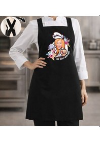 Resim Bk Gift Kişiye Özel Karikatürlü Çapraz Askılı Siyah Mutfak Önlüğü - 12, Aşçı Önlüğü, Şef Önlüğü, Anneye Hediye Kobitmeyencom35922 Bk Gift Renkli 