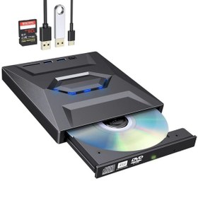 Resim Coverzone 5in1 Harici Usb 3.0 Ve Type-c Dvd Rom Dvd Rw Optik Sürücü, Usb Ve Type C Kablolu Cv250 