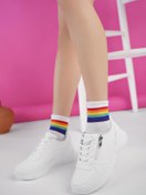 Resim Muggo ASİA Garantili Kadın Ortopedik Günlük Bağcıklı Yandan Fermuarlı Rahat Sneaker Spor Ayakkabı 